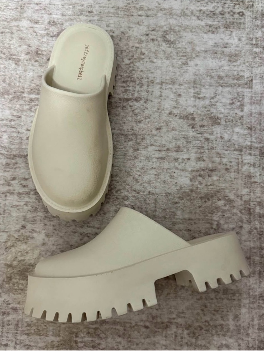 Jeffrey Campbell Cream Platform Clog Mules with Lug Sole